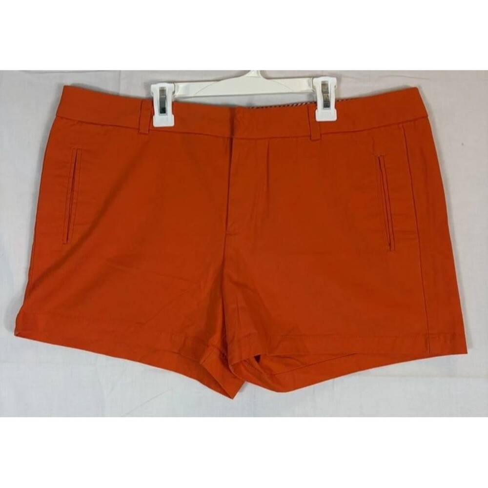 Stylus Chino Shorts 100% Cotton Flat Front Orange Women’s Size 14